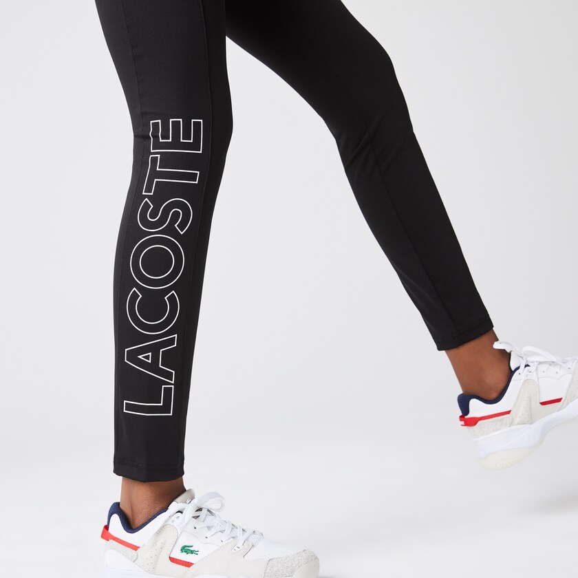 Pantalon Lacoste LIVE Logo Printed Leggings Mujer Negros Blancos | UF8-87498N3