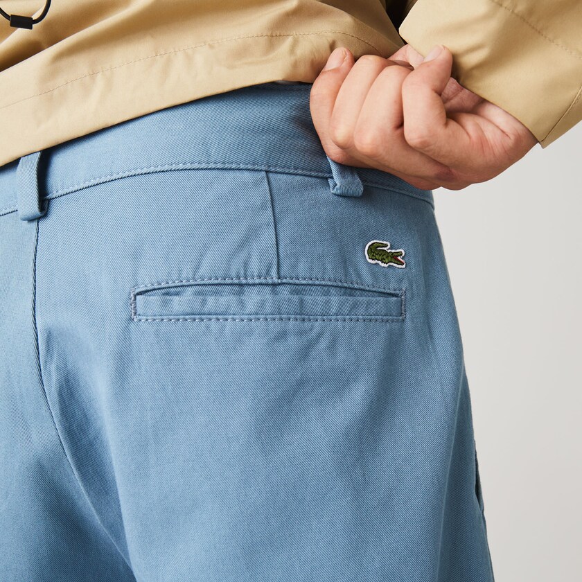 Pantalon Lacoste LIVE Standard Fit Pleated Cotton Chino Hombre Azules | EO5-92229N2