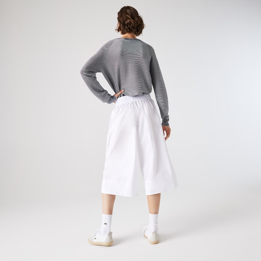 Pantalon Lacoste Light Cotton Poplin Culottes Mujer Blancos | MG5-10411K4