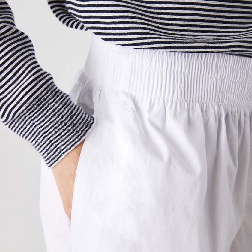Pantalon Lacoste Light Cotton Poplin Culottes Mujer Blancos | MG5-10411K4