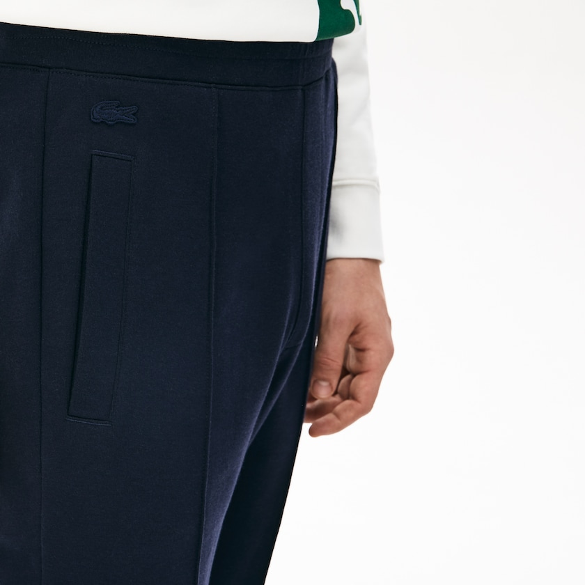 Pantalon Lacoste Pleated Cotton-Silk Track Hombre Azul Marino Azules Kaki Verdes | JO8-77577G6
