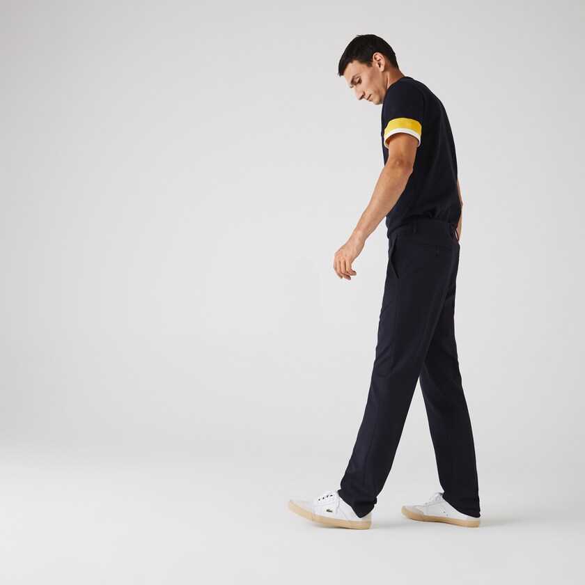 Pantalon Lacoste Pleated Stretch Chino Hombre Azul Marino Azules | AO5-78987E4