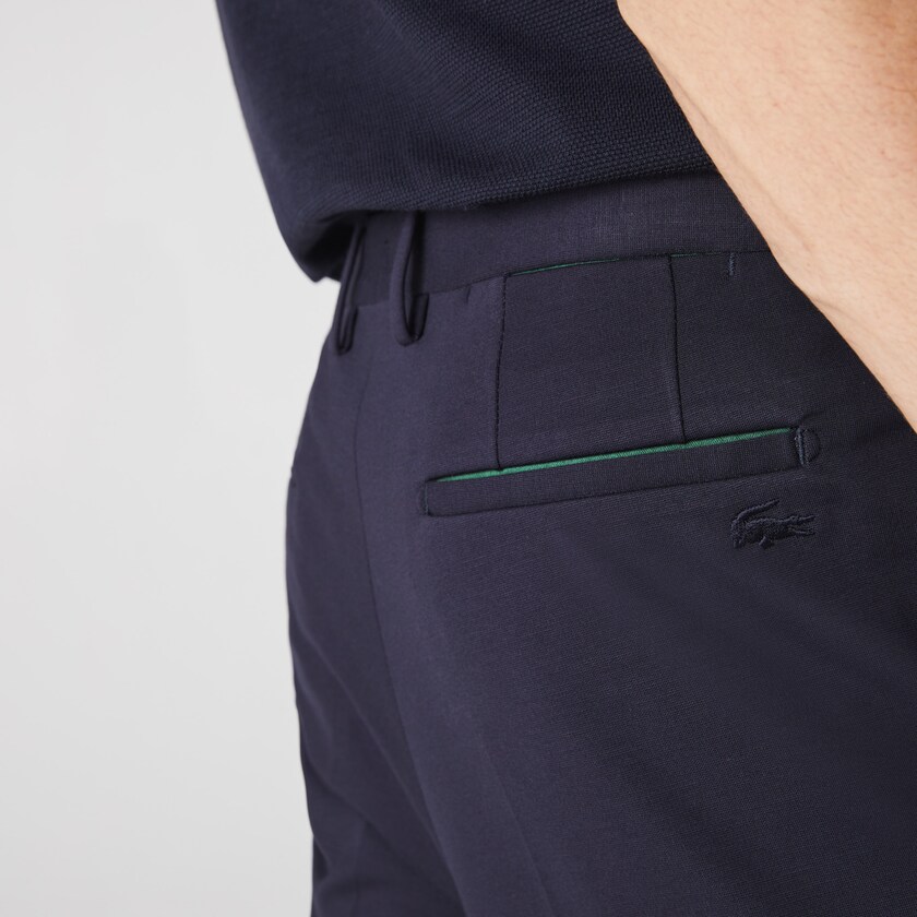 Pantalon Lacoste Pleated Stretch Chino Hombre Azul Marino Azules | AO5-78987E4