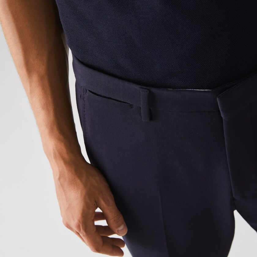 Pantalon Lacoste Pleated Stretch Chino Hombre Azul Marino Azules | AO5-78987E4