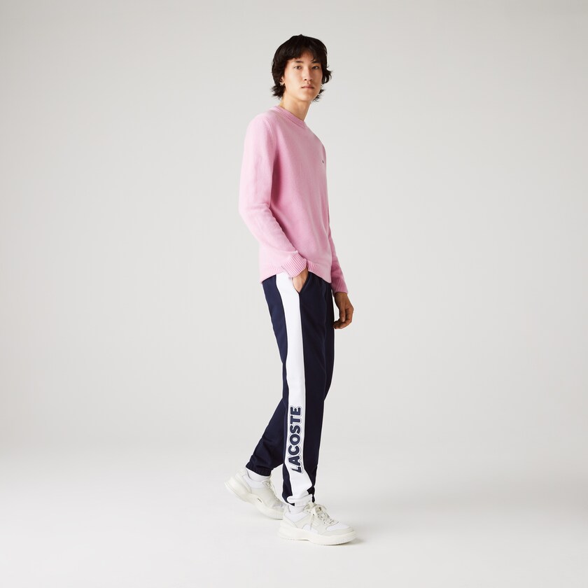 Pantalon Lacoste SPORT Bicolour Fleece Jogging Hombre Azul Marino Azules Blancos | MW0-08780F2