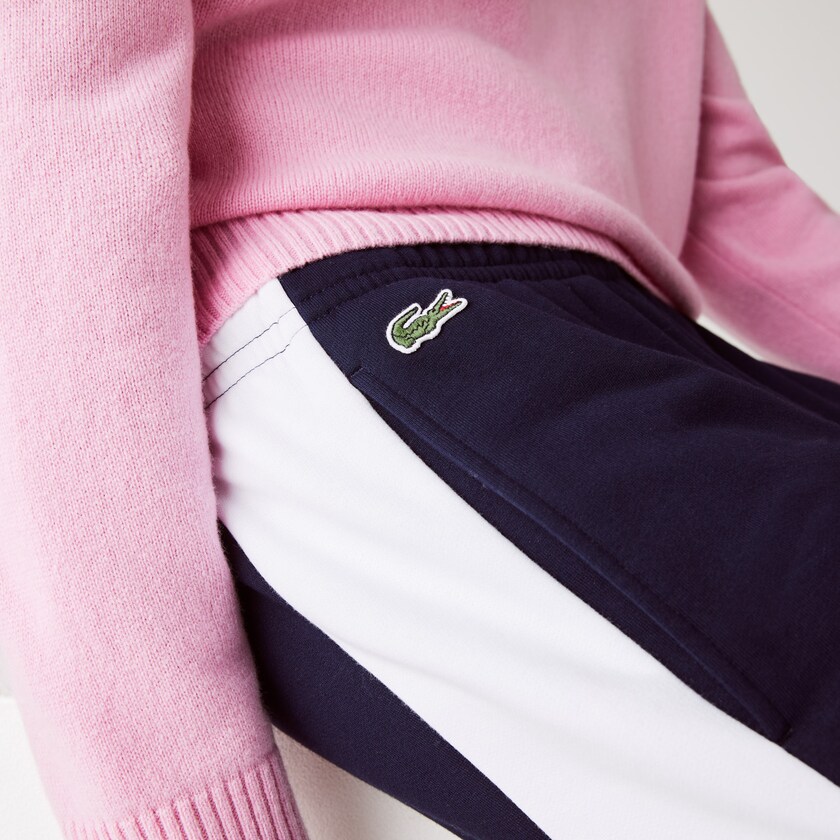 Pantalon Lacoste SPORT Bicolour Fleece Jogging Hombre Azul Marino Azules Blancos | MW0-08780F2