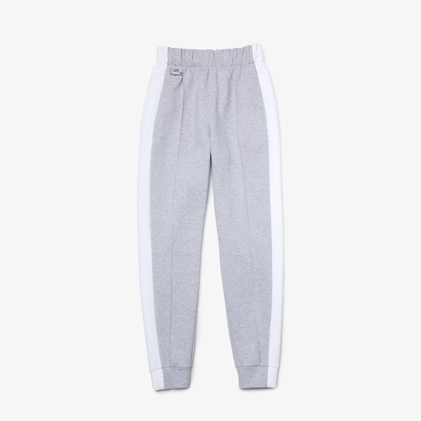 Pantalon Lacoste SPORT Contrast Band Piqué Jogging Mujer Grises Blancos | BU8-75957U7