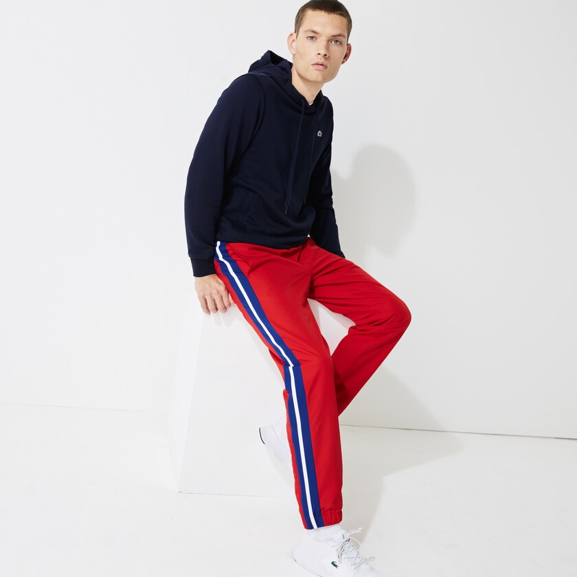 Pantalon Lacoste SPORT Contrast Bands Lightweight Tracksuit Hombre Rojos Azules Blancos | RL7-94599M0