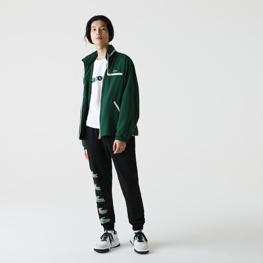 Pantalon Lacoste SPORT Crocodile Print Fleece Jogging Hombre Negros | QX7-88408M8