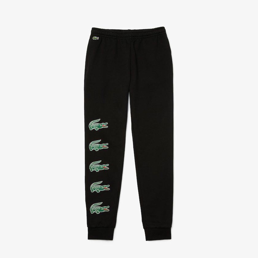 Pantalon Lacoste SPORT Crocodile Print Fleece Jogging Hombre Negros | QX7-88408M8