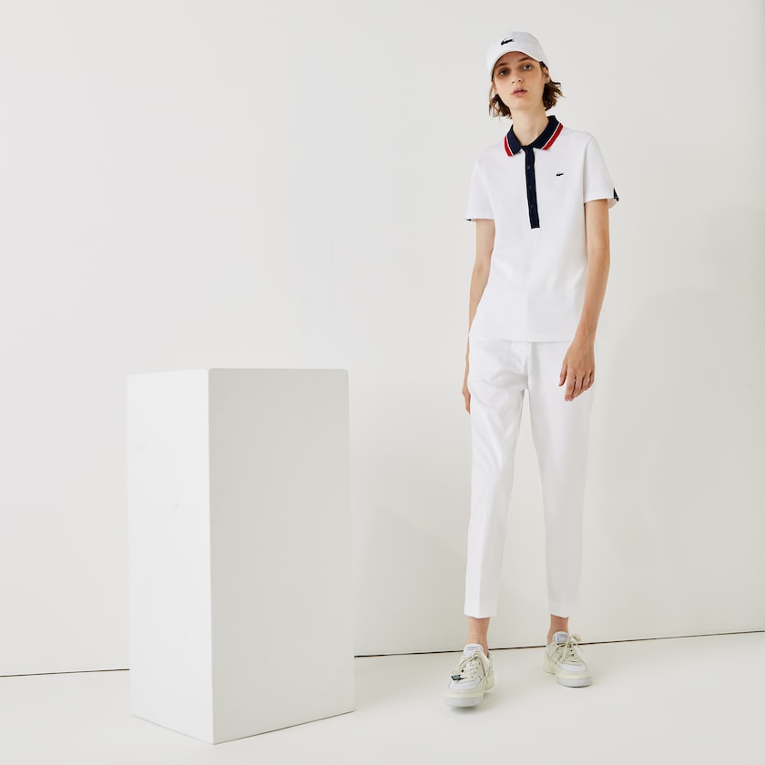 Pantalon Lacoste SPORT Golf Pleated Tech Gabardine Mujer Blancos | ZE5-21552K6