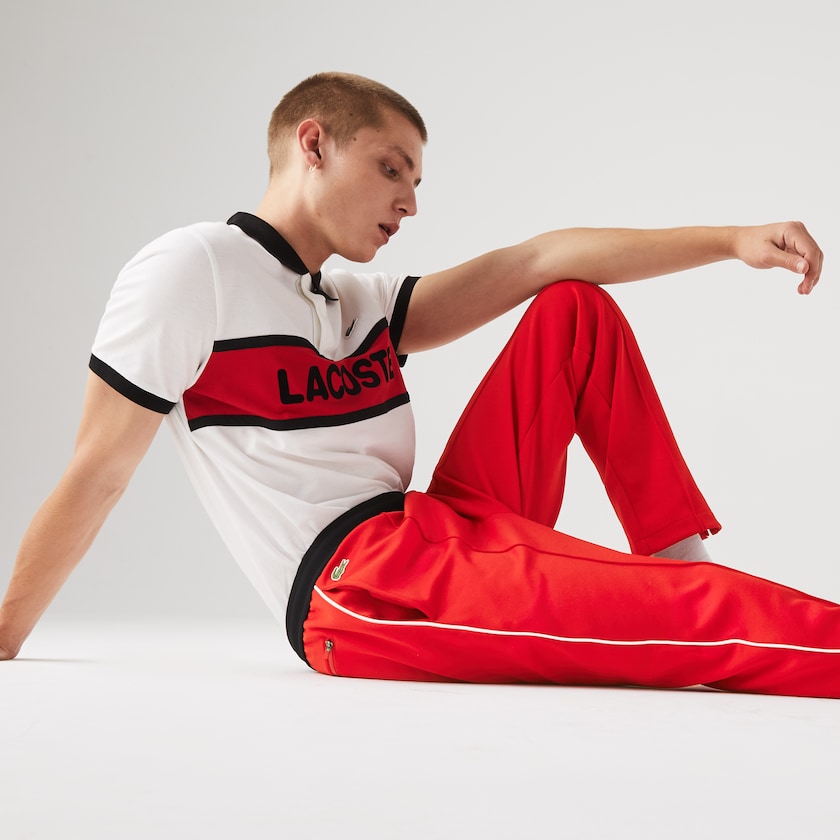 Pantalon Lacoste SPORT Run-resistant Pleated Tracksuit Hombre Rojos Negros Blancos | JQ3-88718F2