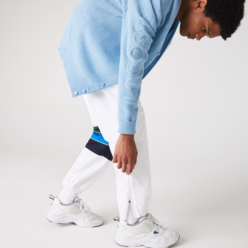 Pantalon Lacoste SPORT Striped Colorblock Tracksuit Hombre Blancos Azul Marino Azules Azules Verdes | NI6-35123M1