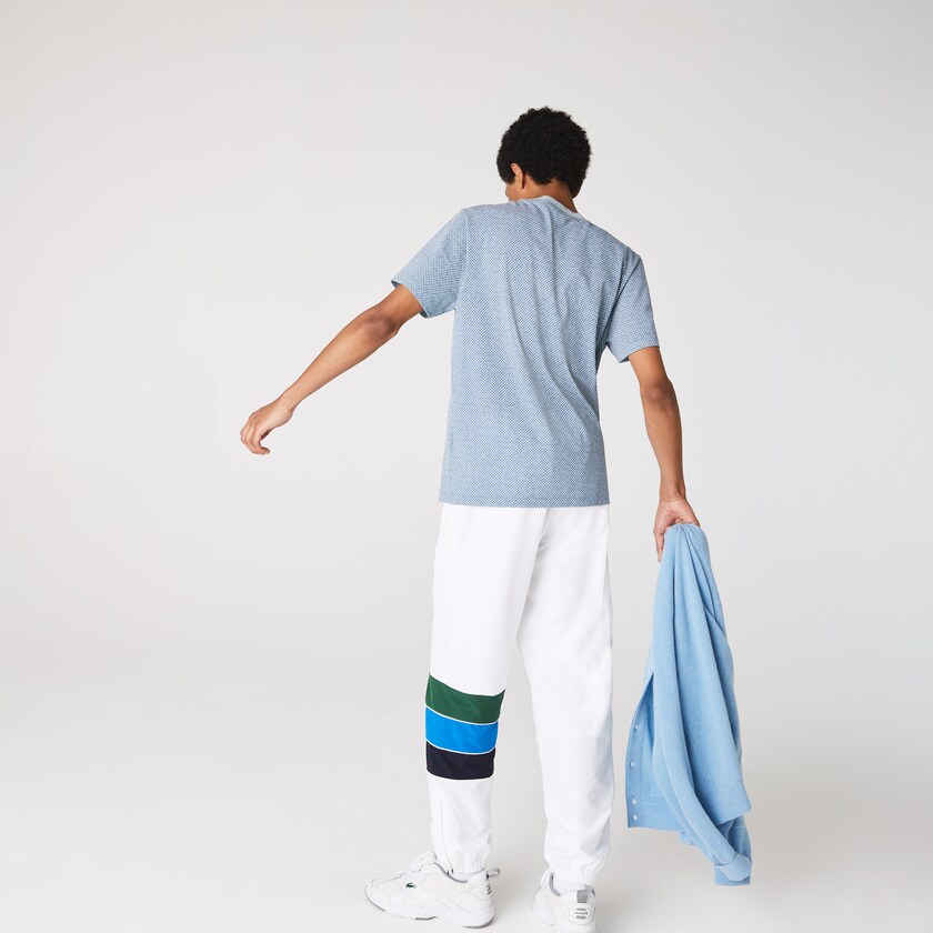 Pantalon Lacoste SPORT Striped Colorblock Tracksuit Hombre Blancos Azul Marino Azules Azules Verdes | NI6-35123M1