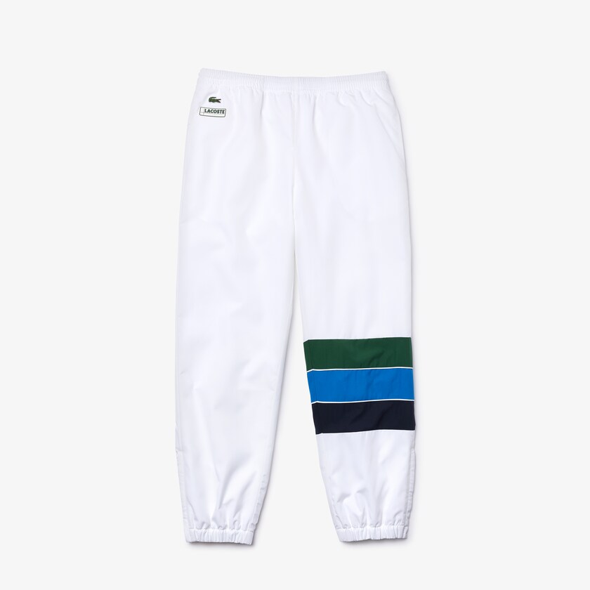 Pantalon Lacoste SPORT Striped Colorblock Tracksuit Hombre Blancos Azul Marino Azules Azules Verdes | NI6-35123M1