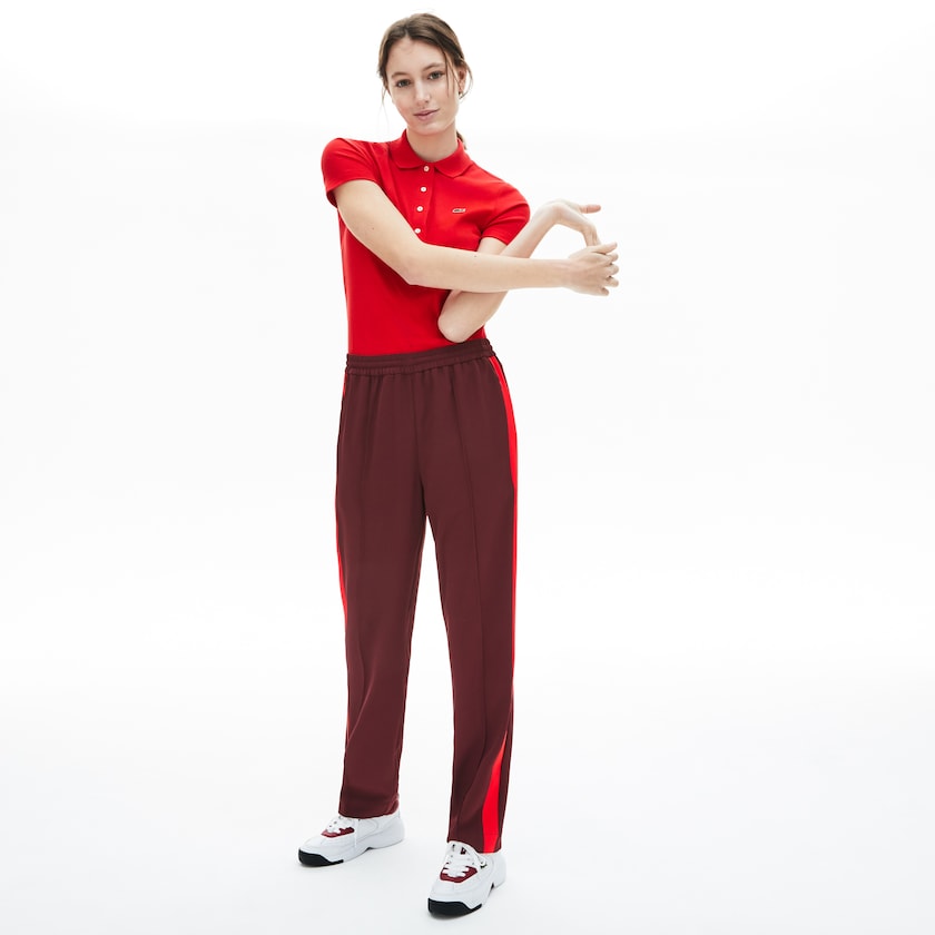 Pantalon Lacoste Side-Stripe Track Mujer Rojos Oscuro Rojos | TW5-81428P4