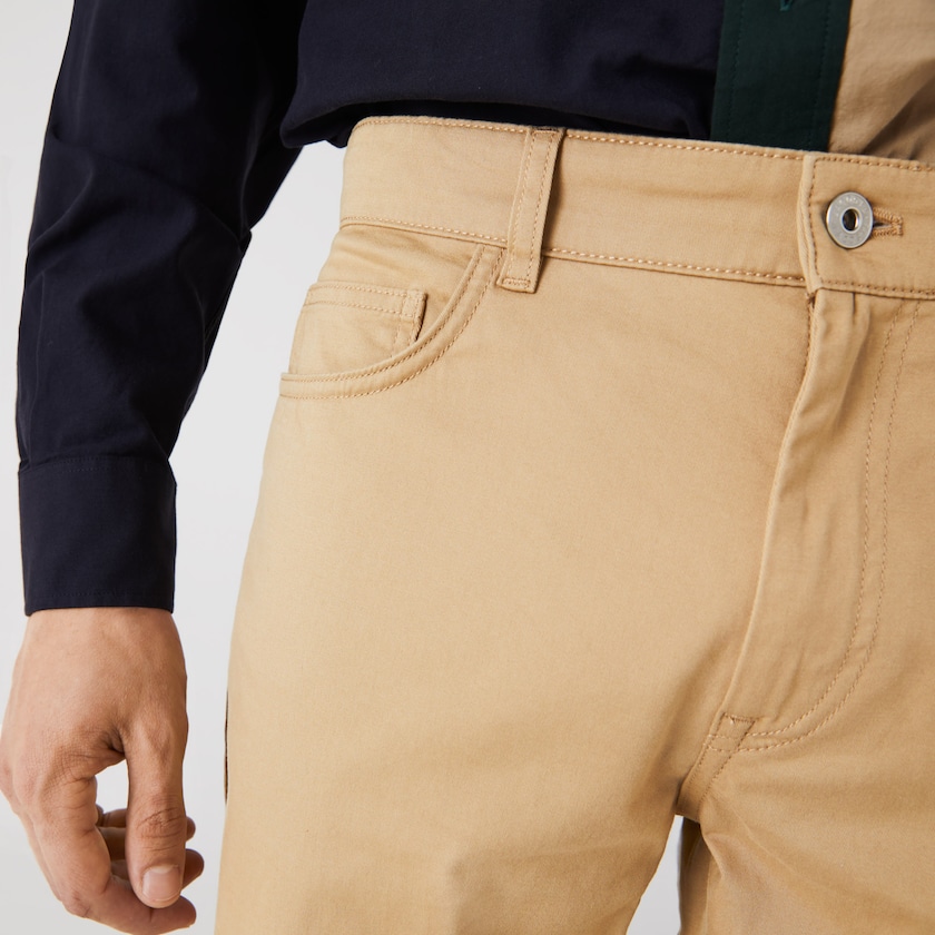 Pantalon Lacoste Hombre Beige Slim Fit 5-Pocket Stretch Cotton QK1-12041J7