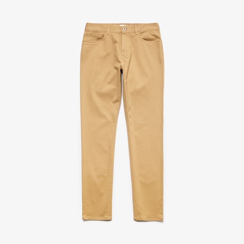 Pantalon Lacoste Hombre Beige Slim Fit 5-Pocket Stretch Cotton QK1-12041J7