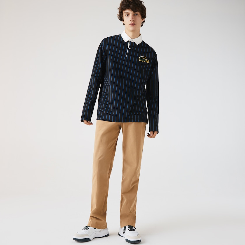 Pantalon Lacoste Slim Fit Stretch Cotton Pleated Chino Hombre Beige | WF7-32693U0