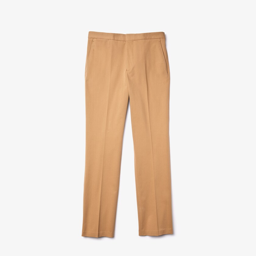 Pantalon Lacoste Slim Fit Stretch Cotton Pleated Chino Hombre Beige | WF7-32693U0