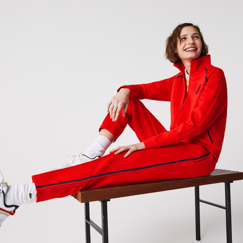 Pantalon Lacoste Straight Cut Contrast Bands Tracksuit Mujer Rojos Azules Rojos | BN3-60946B7