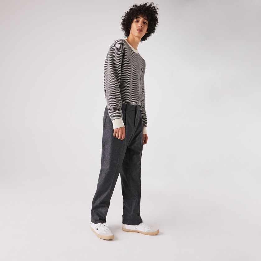Pantalon Lacoste Virgin Wool And Cashmere Blend Pleated Chino Hombre Grises Grises | ZW2-17051O4