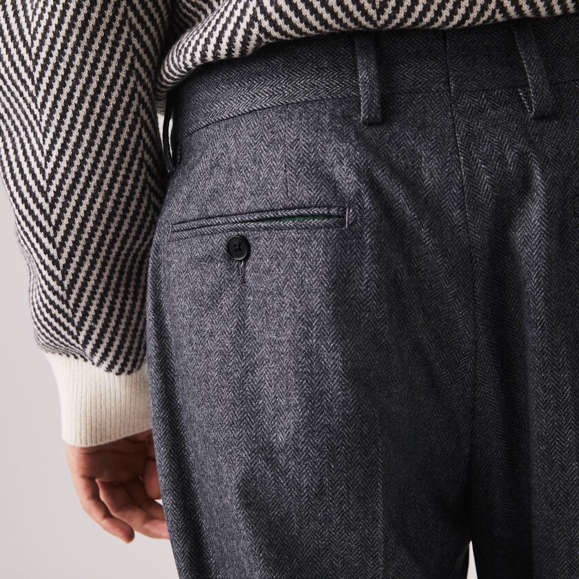 Pantalon Lacoste Virgin Wool And Cashmere Blend Pleated Chino Hombre Grises Grises | ZW2-17051O4