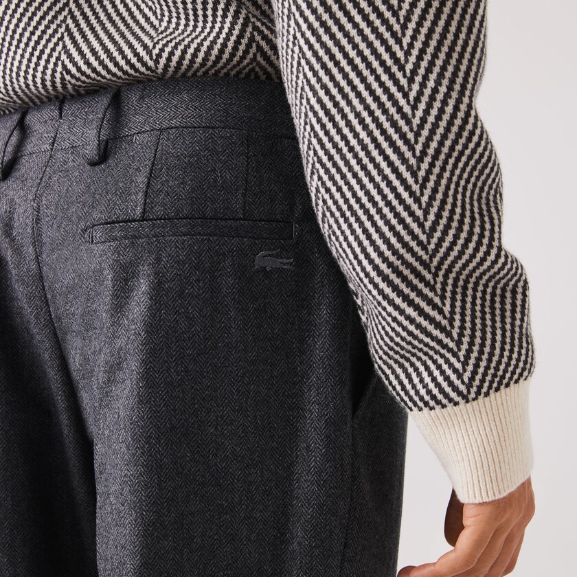 Pantalon Lacoste Virgin Wool And Cashmere Blend Pleated Chino Hombre Grises Grises | ZW2-17051O4