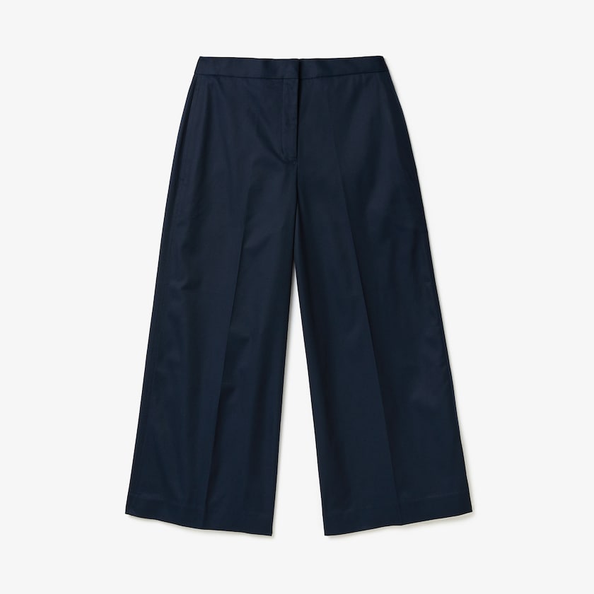 Pantalon Lacoste Wide Cropped Cotton Mujer Azul Marino Azules | UI7-00590O8