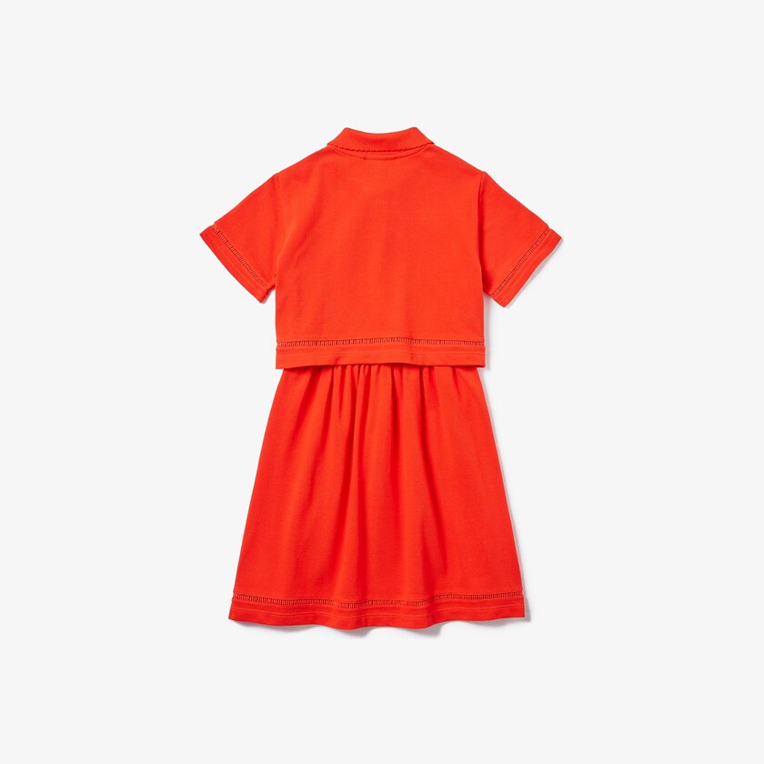 Vestido Tipo Polo Lacoste Niños Rojos Cotton Petit Piqué RR1-44414H6