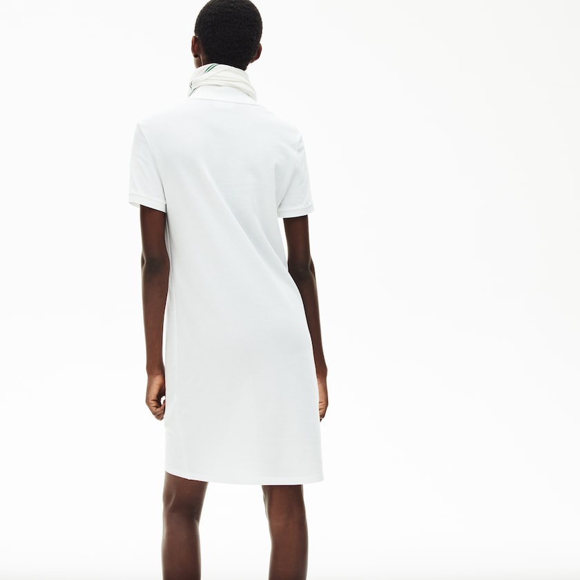 Vestido Tipo Polo Lacoste Cotton Piqué Buttoned Mujer Blancos | RL7-00690L0