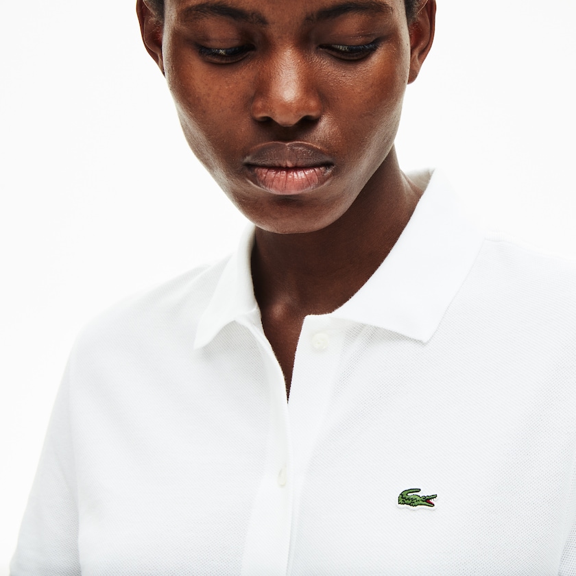 Vestido Tipo Polo Lacoste Cotton Piqué Buttoned Mujer Blancos | RL7-00690L0