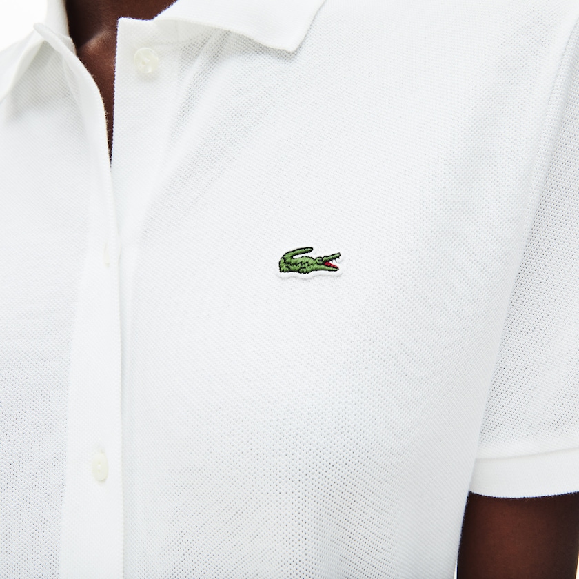 Vestido Tipo Polo Lacoste Cotton Piqué Buttoned Mujer Blancos | RL7-00690L0