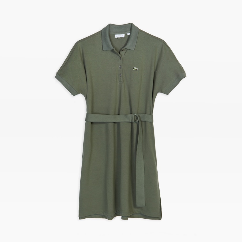 Vestido Tipo Polo Lacoste Kimono-Sleeved Wide Mujer Kaki Verdes | FG9-06200I3