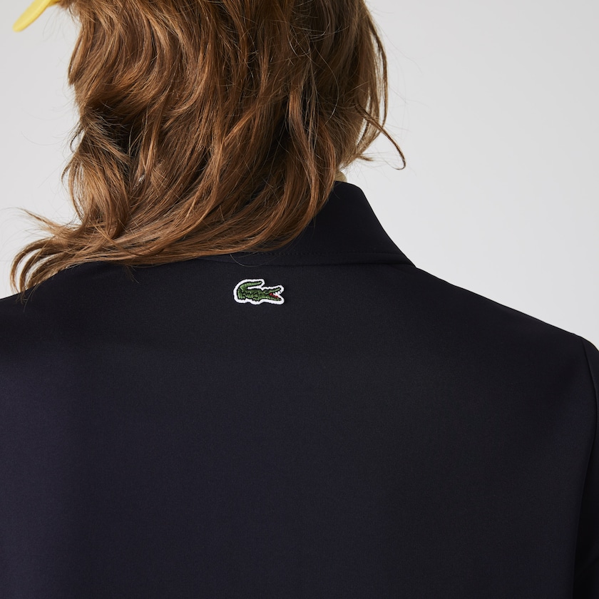Vestido Tipo Polo Lacoste LIVE Straight Cut Badge Flowing Mujer Azul Marino Azules | AT1-74147E1