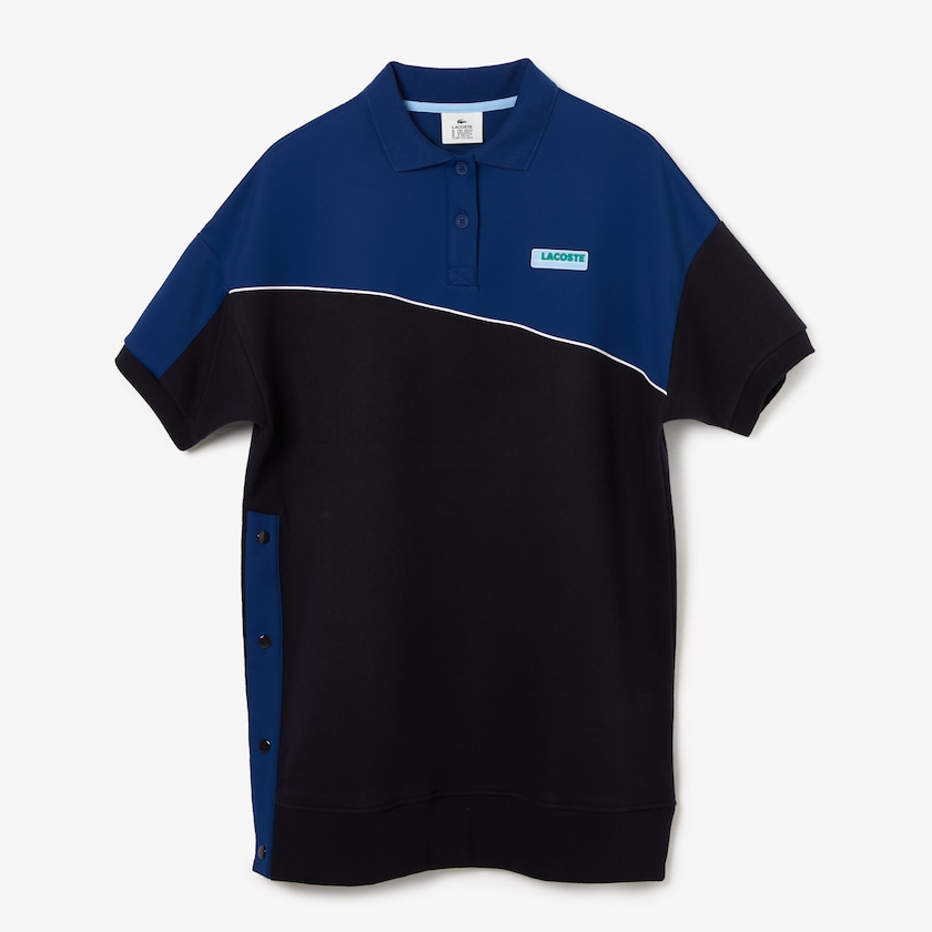 Vestido Tipo Polo Lacoste LIVE Two-Tone Fleece And Neoprene Mujer Azul Marino Azules Azules | HI6-59425Y8