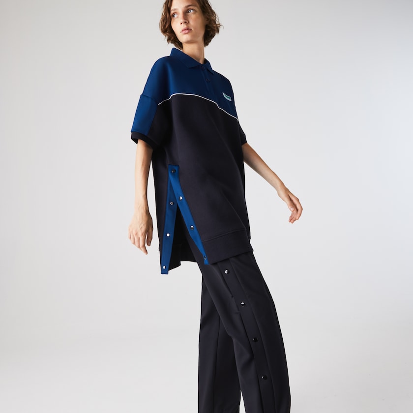Vestido Tipo Polo Lacoste LIVE Two-Tone Fleece And Neoprene Mujer Azul Marino Azules Azules | HI6-59425Y8