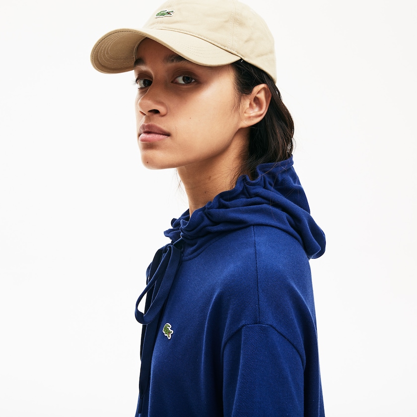 Vestido Tipo Polo Lacoste Oversized Hooded Organic Cotton Piqué Mujer Azul Marino Azules | TP2-69396V6