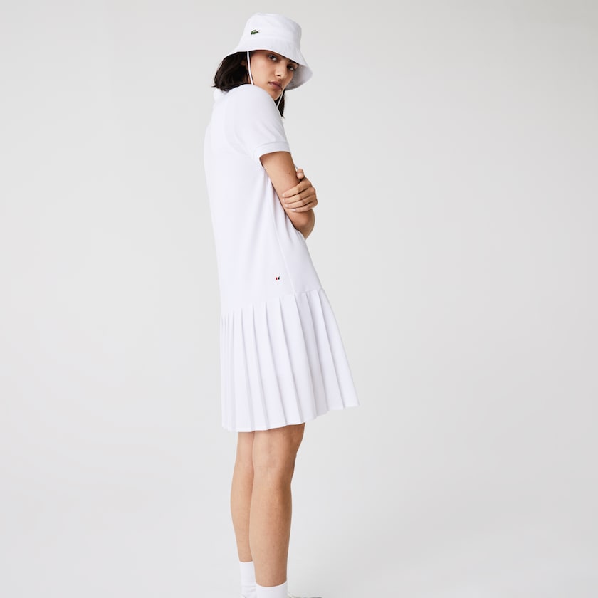 Vestido Tipo Polo Lacoste SPORT Roland Garros Pleated Mujer Blancos Verdes Azul Marino Azules | LG4-49974J2