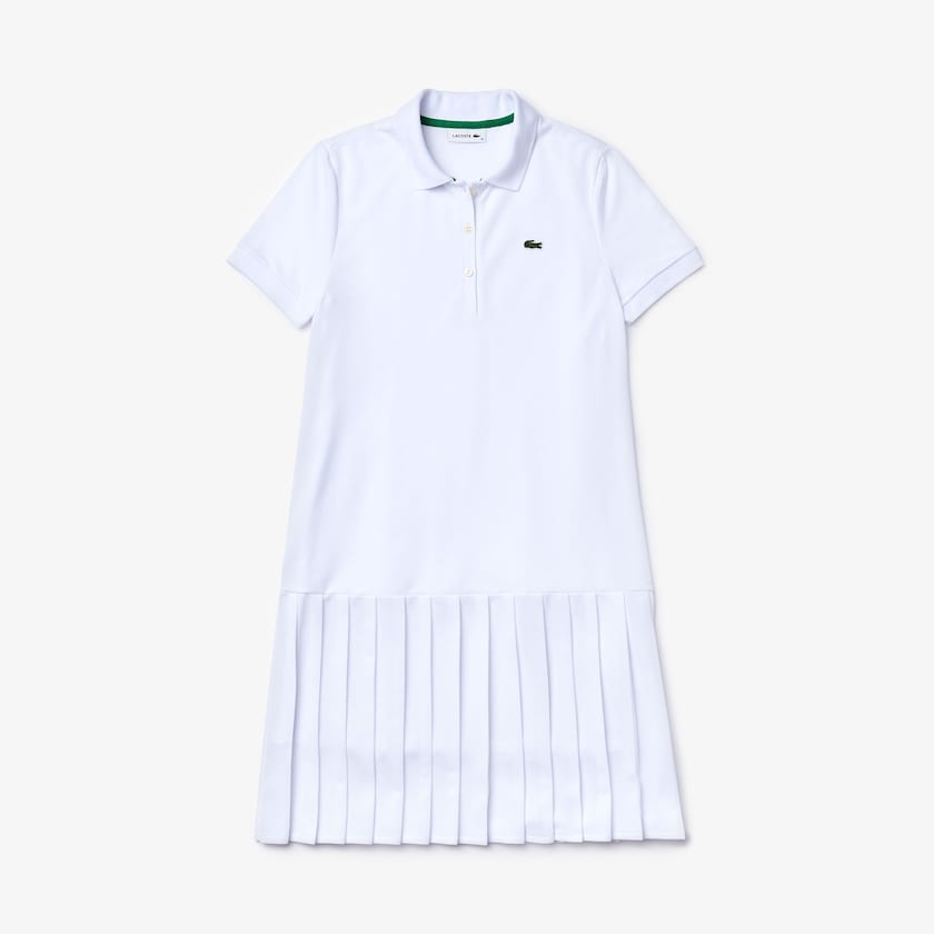 Vestido Tipo Polo Lacoste SPORT Roland Garros Pleated Mujer Blancos Verdes Azul Marino Azules | LG4-49974J2