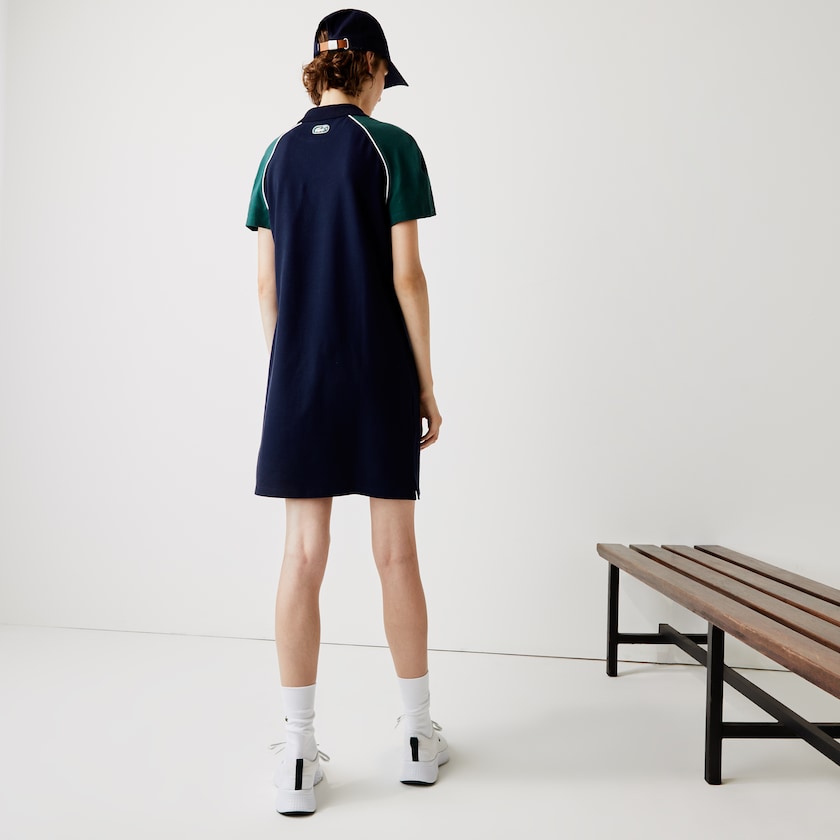 Vestido Tipo Polo Lacoste SPORT Stretch Cotton Golf Mujer Azul Marino Azules Verdes Blancos | DS2-38563H0