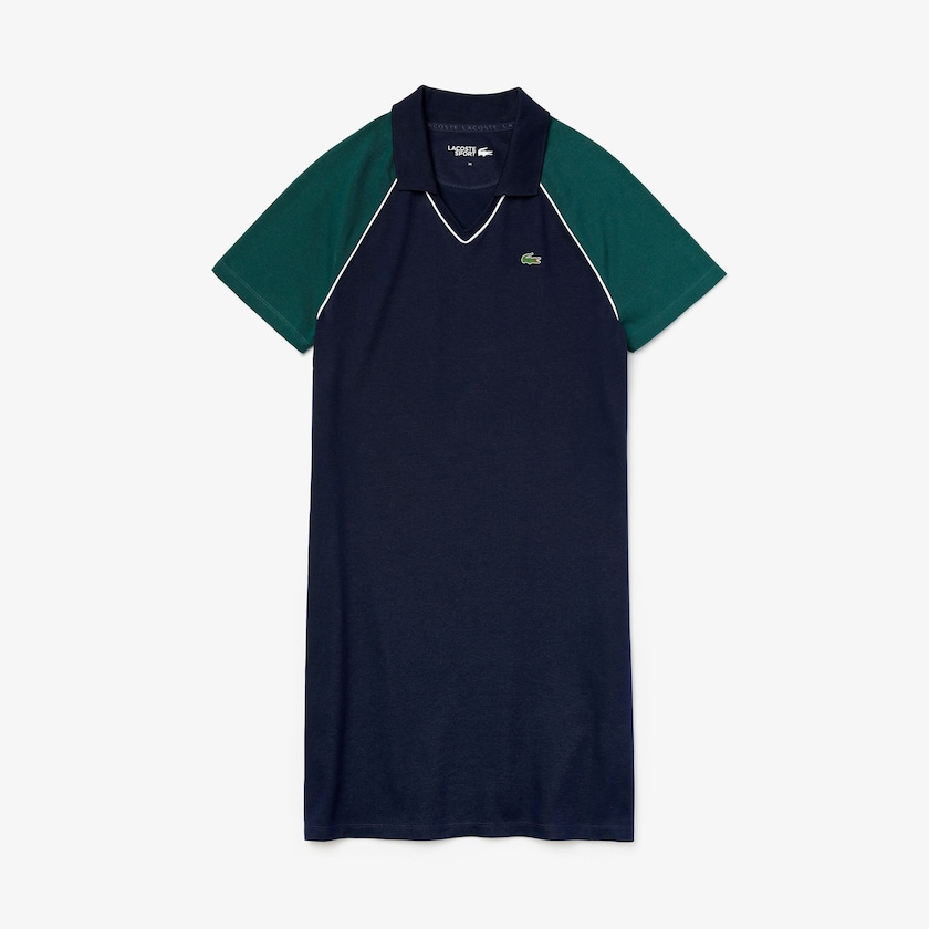 Vestido Tipo Polo Lacoste SPORT Stretch Cotton Golf Mujer Azul Marino Azules Verdes Blancos | DS2-38563H0