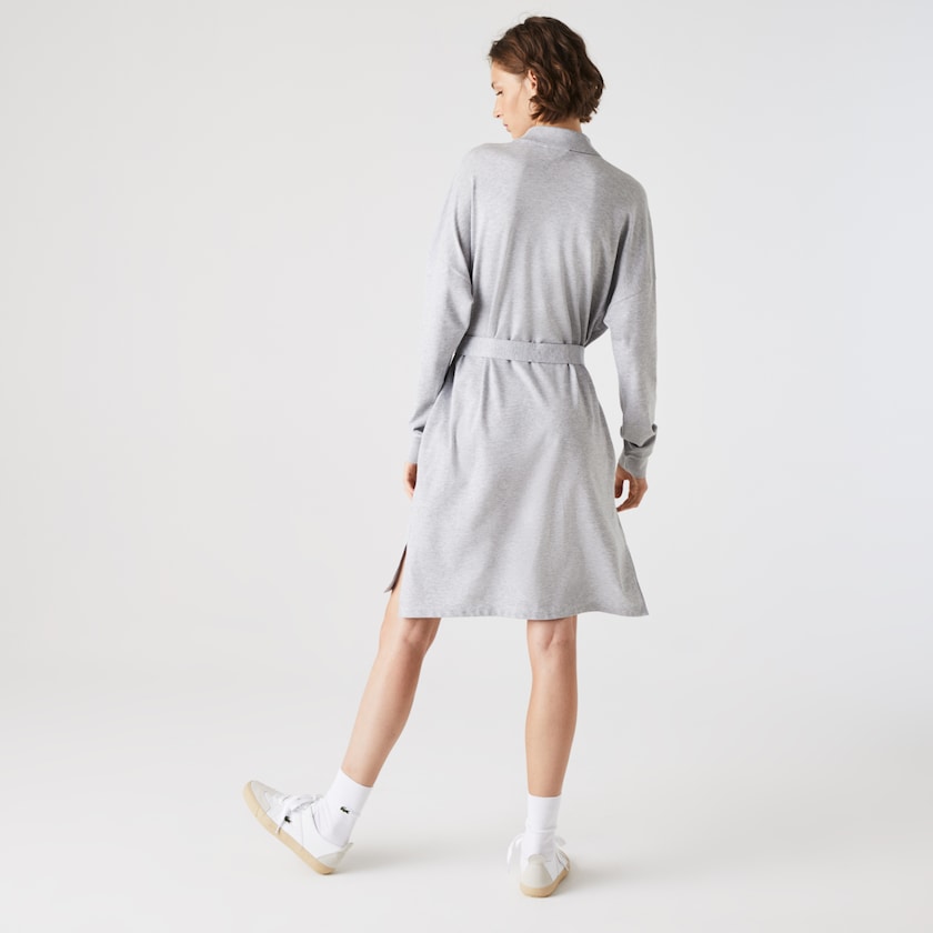 Vestido Tipo Polo Lacoste Straight Flowy Piqué Mujer Grises | SK3-35543H5