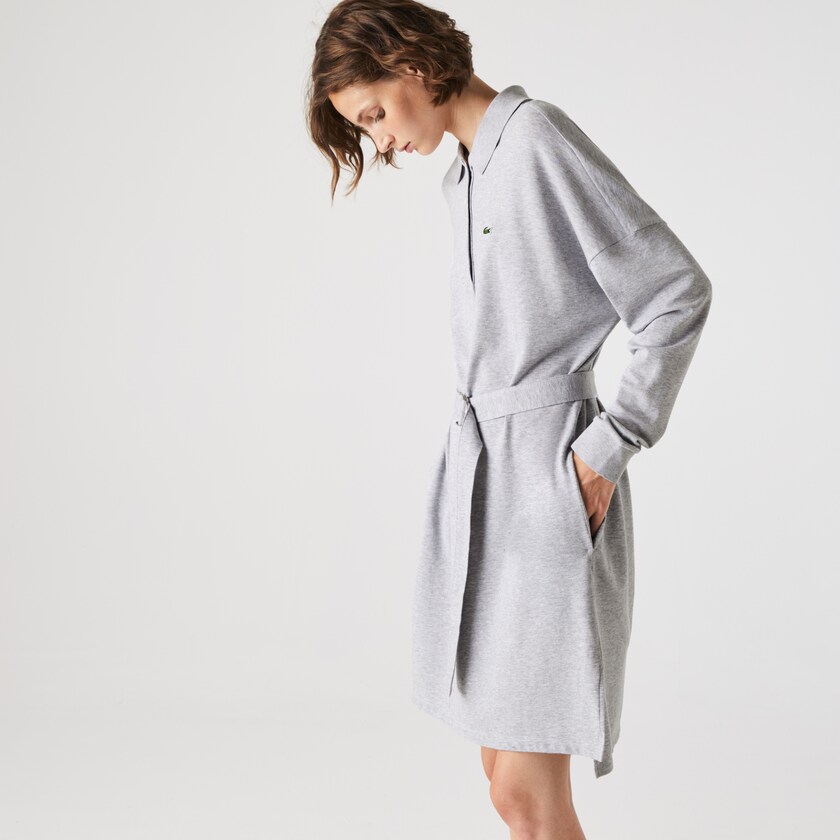Vestido Tipo Polo Lacoste Straight Flowy Piqué Mujer Grises | SK3-35543H5