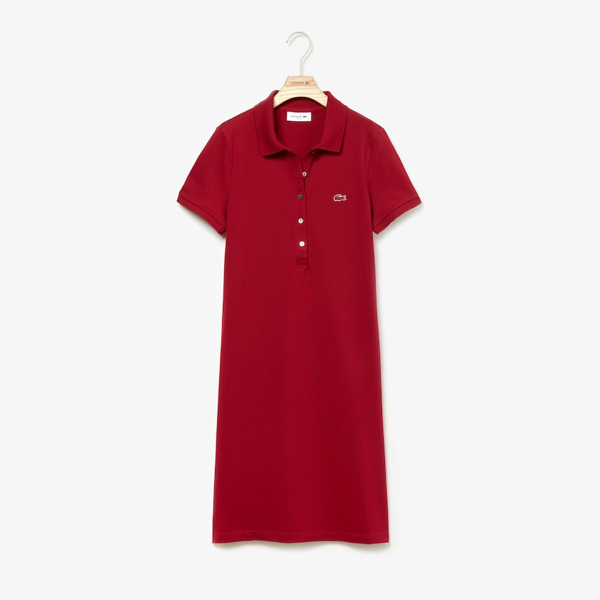 Vestido Tipo Polo Lacoste Stretch Cotton Mini Piqué Mujer Rojos Oscuro | WH6-75797O1