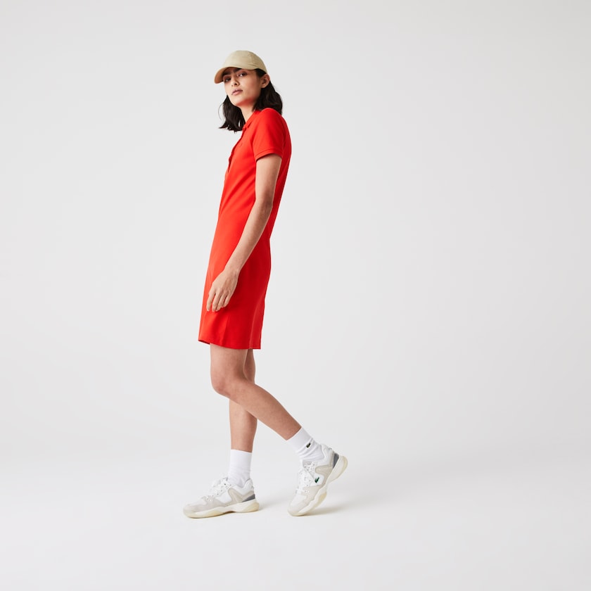 Vestido Tipo Polo Lacoste Stretch Cotton Piqué Mujer Rojos | OF6-68036V9