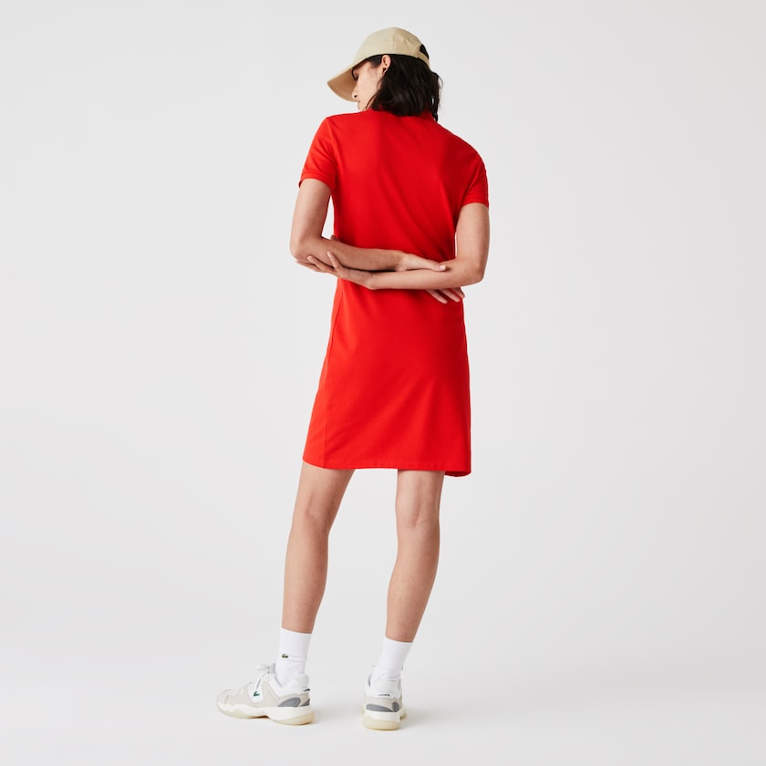 Vestido Tipo Polo Lacoste Stretch Cotton Piqué Mujer Rojos | OF6-68036V9