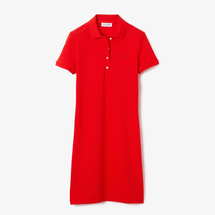 Vestido Tipo Polo Lacoste Stretch Cotton Piqué Mujer Rojos | OF6-68036V9