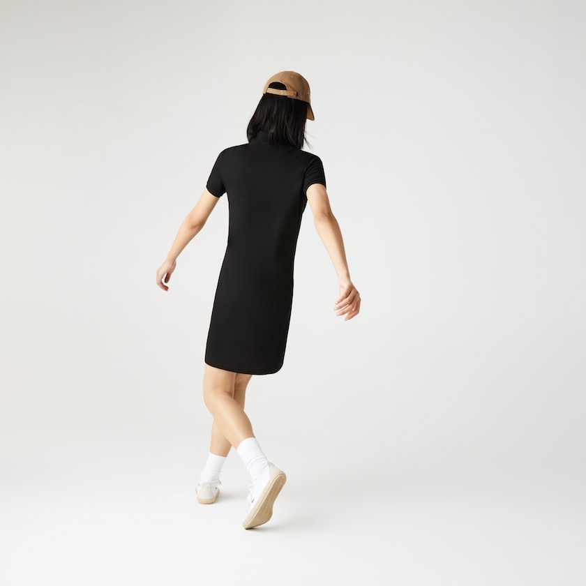 Vestido Tipo Polo Lacoste Stretch Cotton Piqué Mujer Negros | YJ0-75997Z5