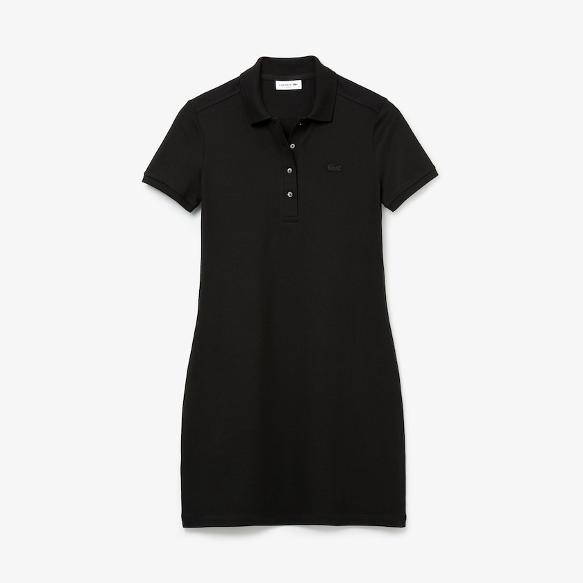 Vestido Tipo Polo Lacoste Stretch Cotton Piqué Mujer Negros | YJ0-75997Z5